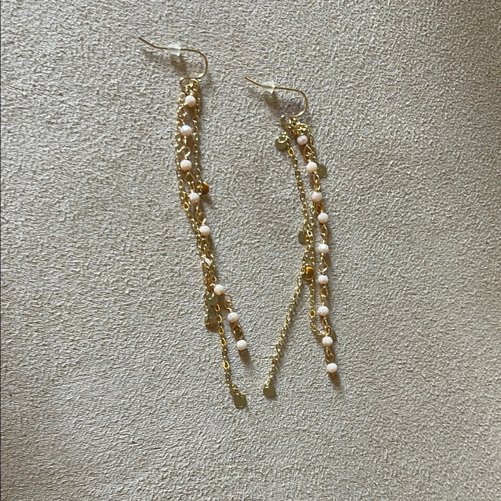 Elegant Gold and Pink Dangle Earrings